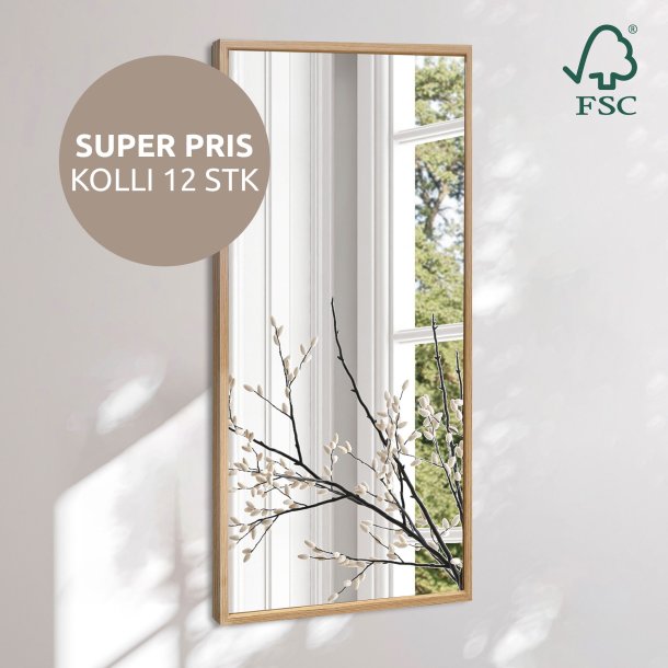 Rectangular mirror with a slim wooden frame - Oak