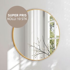 Rundt spejl med guld aluminiumsramme - Lunis