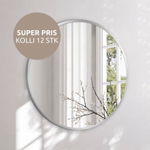 Rundt spejl med s�lv aluminiumsramme - Lunis