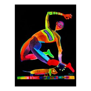 Canvas - Dansende Mand Med Hund - Susse Volander