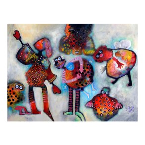 Canvas - Anna Sisse with Pets - Susse Volander