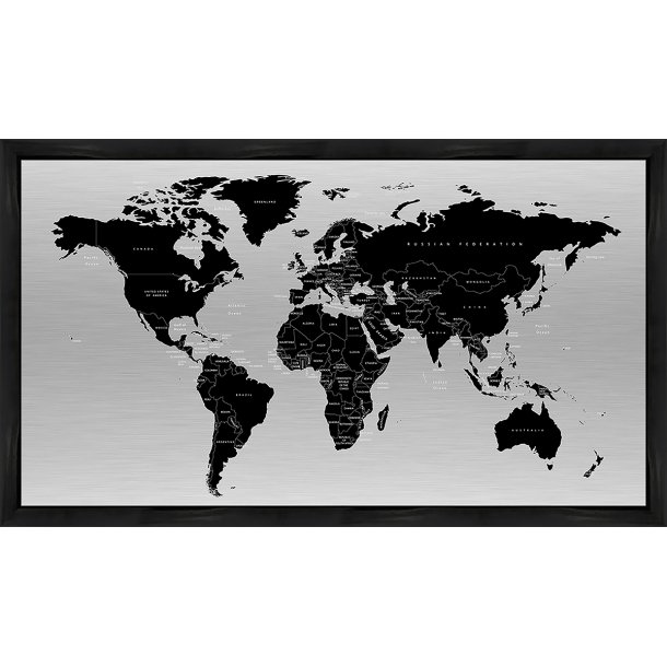  Metal Print - World Map - Light