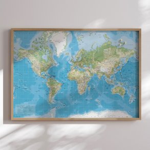 Verdenskort i egetrsramme - Classic - Opslagstavle