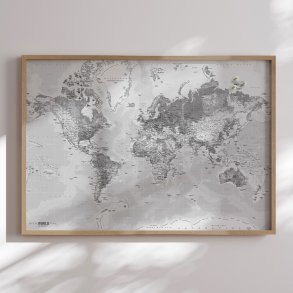 Verdenskort i egetrsramme - Light - Opslagstavle