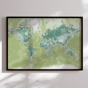 Pin Board - World Map - Green