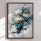 Handmade panting with frame - Blue Motion - Mixed media
